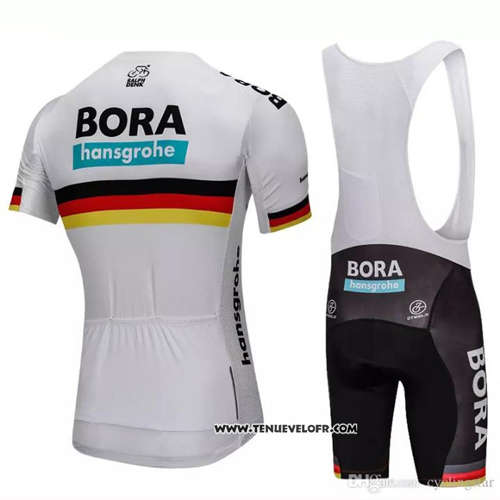 2018 Maillot Ciclismo Bora Champion Belgique Blanc Manches Courtes et Cuissard